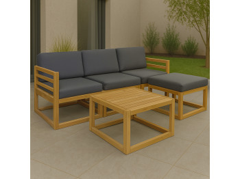 Այգու հավաքածու HOBEL CORNER DECK WOOD TIK/DARK GREY (5) 