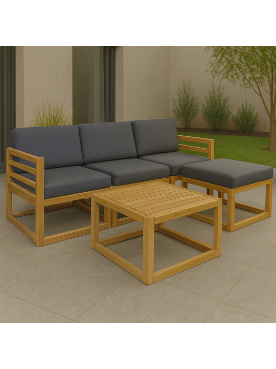 Garden set HOBEL CORNER DECK WOOD TIK/DARK GREY (5) 
