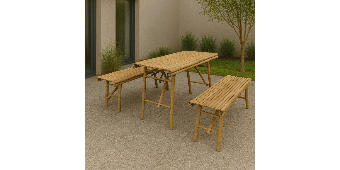 Garden set KOOPMAN FOLDABLE BENCH BAMBOO SET 1+2 (VT8000540/VT8000530)