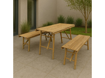 Այգու հավաքածու KOOPMAN FOLDABLE BENCH BAMBOO SET 1+2 (VT8000540/VT8000530)