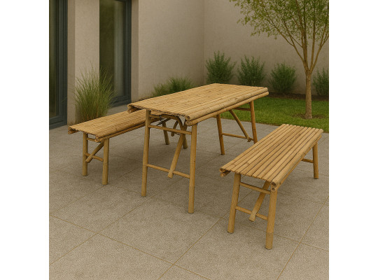 Այգու հավաքածու KOOPMAN FOLDABLE BENCH BAMBOO SET 1+2 (VT8000540/VT8000530)