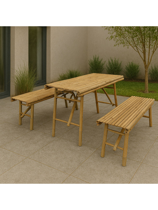 Garden set KOOPMAN FOLDABLE BENCH BAMBOO SET 1+2 (VT8000540/VT8000530)