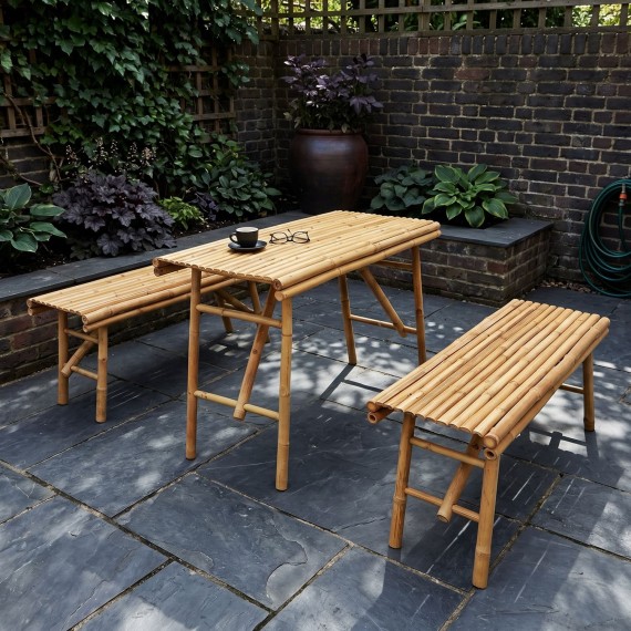 Садовый гарнитур KOOPMAN FOLDABLE BENCH BAMBOO SET 1+2 (VT8000540/VT8000530)