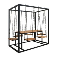 Այգու տաղավար HOBEL ADEL 1+6 BLACK METAL/WOOD TIK (6) 