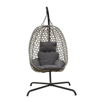 Garden rocking chair KOOPMAN HANGING CHAIR RATTAN LIGHT GREY (FD4000820)