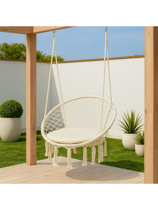 Ցանցաճոճ KOOPMAN HANGING CHAIR ROUND BEIGE D80C (X39500770)
