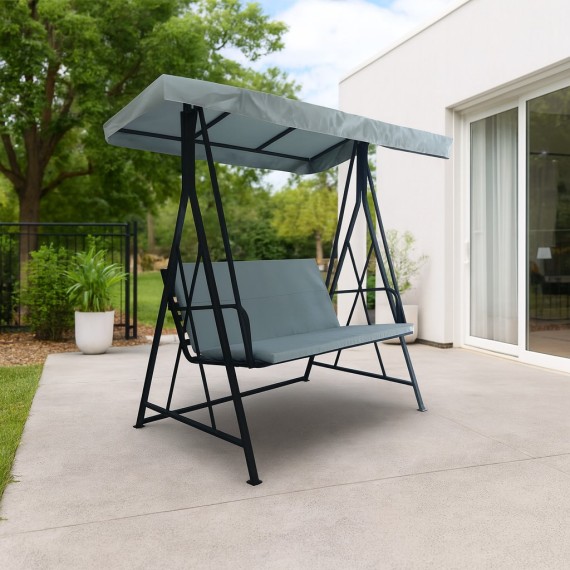 Garden rocking chair HOBEL JASPER ROOF METAL BLACK (4) 