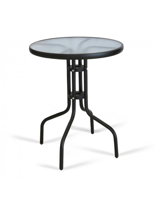 Garden set KOOPMAN SET 1+2 TABLE GLASS DIA 60CM BLACK (X60000150/X61000110)