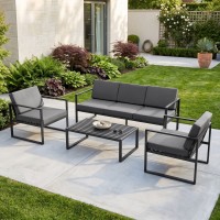 Garden set HOBEL MOUTH 3+1+1 METAL BLACK /OXFORD-6142 (4) 