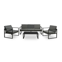 Garden set HOBEL MOUTH 3+1+1 METAL BLACK /OXFORD-6142 (4) 