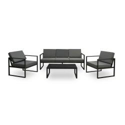 Садовый гарнитур HOBEL MOUTH 3+1+1 METAL BLACK /OXFORD-6142 (4) 
