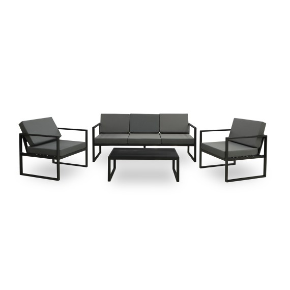 Садовый гарнитур HOBEL MOUTH 3+1+1 METAL BLACK /OXFORD-6142 (4) 