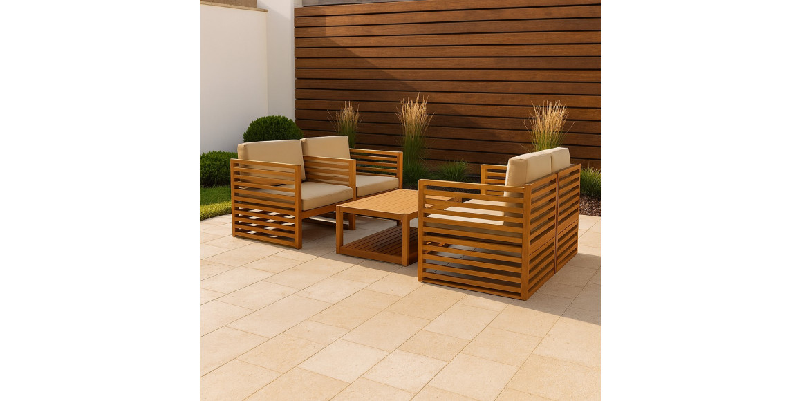 Garden set HOBEL REEF 1+2+1+1 WOOD TIK/DARK GREY (4) 