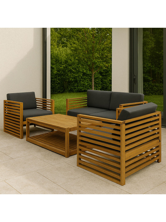 Garden set HOBEL REEF 1+2+1+1 WOOD TIK/DARK GREY (4) 