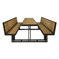 Садовый гарнитур HOBEL RULER WITH BACK 1+2 METAL BLACK/WOOD TIK (3) 