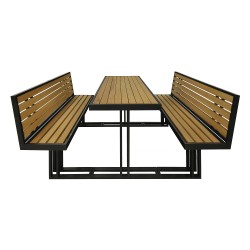 Садовый гарнитур HOBEL RULER WITH BACK 1+2 METAL BLACK/WOOD TIK (3) 