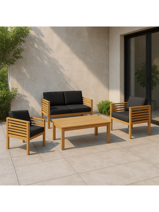 Garden set HOBEL SAILOR 1+2+1+1 WOOD TIK/DARK GREY (4) 
