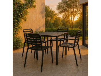 Garden set KOOPMAN SET 1+4 TABLE 76X76CM NON WOOD/CHAIR PP (X61000100/LF8000010)