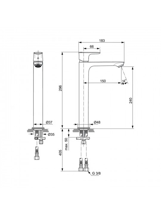 Ցնցուղ-ծորակ IDEAL STANDARD CONNECT AIR BSN VSL SLM BR GOLD (A7027A2)