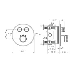 Душ-кран IDEAL STANDARD CERATHERM NAVIGO SH/TH 2 CTR RD KIT2 BRG (A7296A2)