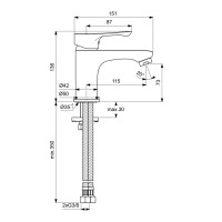 Душ-кран IDEAL STANDARD ALPHA BSN MXR H75 RMTD CHR NO/ PUW (BC552AA)