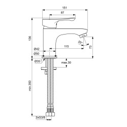 Shower-tap IDEAL STANDARD ALPHA BSN MXR H75 RMTD CHR NO/ PUW (BC552AA)