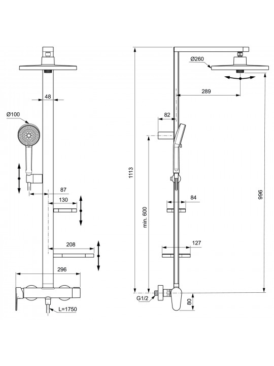 Ցնցուղ-ծորակ IDEAL STANDARD S ALU+SHR SYS (BD584RO)