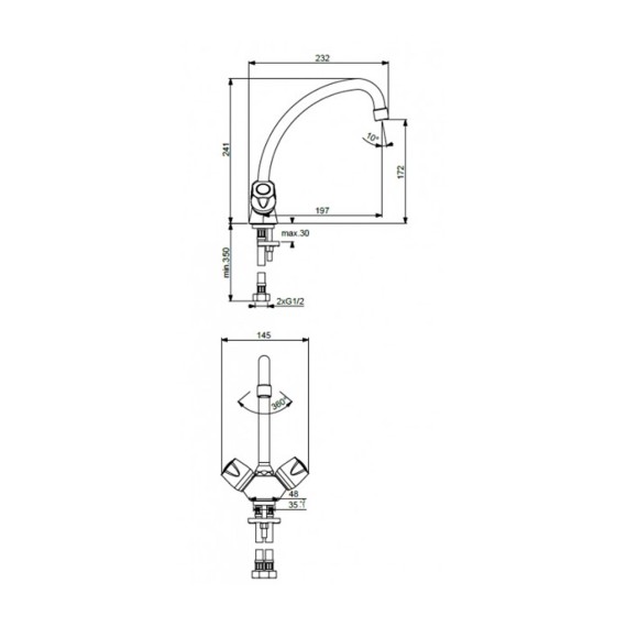 Ցնցուղ-ծորակ IDEAL STANDARD ISKAR SNK MXR RMTD CHR TUB/SPT.J200 G1/2 (BA168AA)