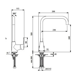 Душ-кран IDEAL STANDARD VIDIMAUNO SNK MXR R-MTD TUB.SPT.U230/D20 (BA242AA)