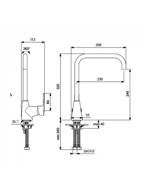 Shower-tap IDEAL STANDARD VIDIMAUNO SNK MXR R-MTD TUB.SPT.U230/D20 (BA242AA)