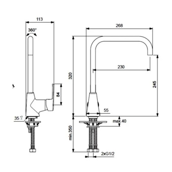 Ցնցուղ-ծորակ IDEAL STANDARD VIDIMAUNO SNK MXR R-MTD TUB.SPT.U230/D20 (BA242AA)