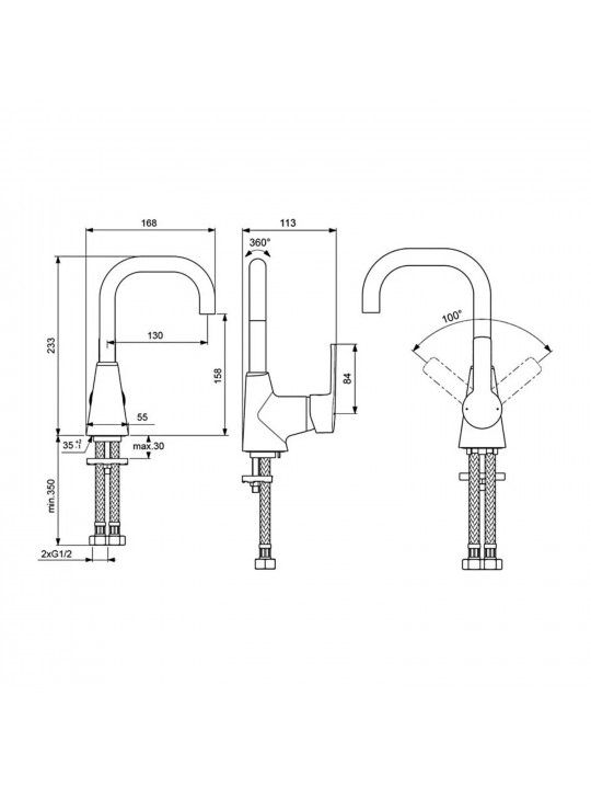 Shower-tap IDEAL STANDARD VIDIMAUNO SNK MXR RMTD CHR & VALVE/FILTER (BA356AA)