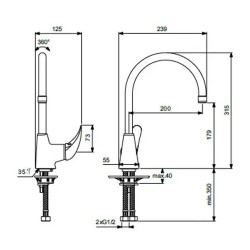 Shower-tap IDEAL STANDARD ORION SNK MXR R-MTD CHR TUB.SPT.R200 (BA365AA)