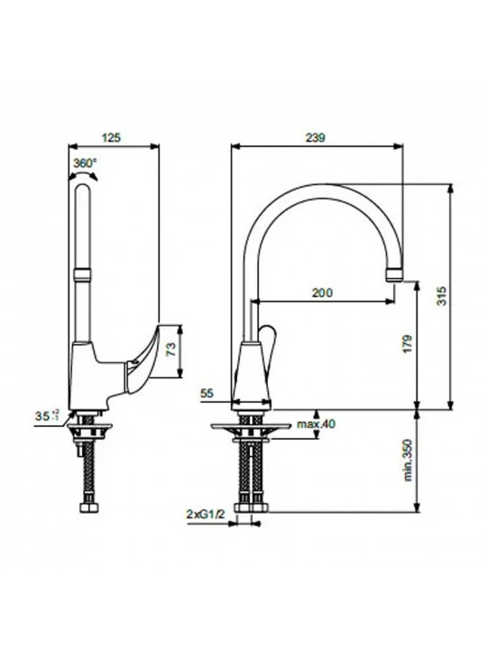 Shower-tap IDEAL STANDARD ORION SNK MXR R-MTD CHR TUB.SPT.R200 (BA365AA)