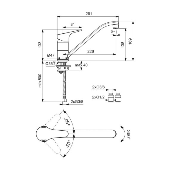 Душ-кран IDEAL STANDARD VIDIMA NEXT SNK MXR RMTD TUB.SPT/SLDR (BA375AA)