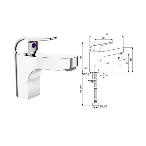 Shower-tap VIDIMA VIDIMAFINE BSN MXR RMTD CHR GRANDE G1/2 (BA385AA)