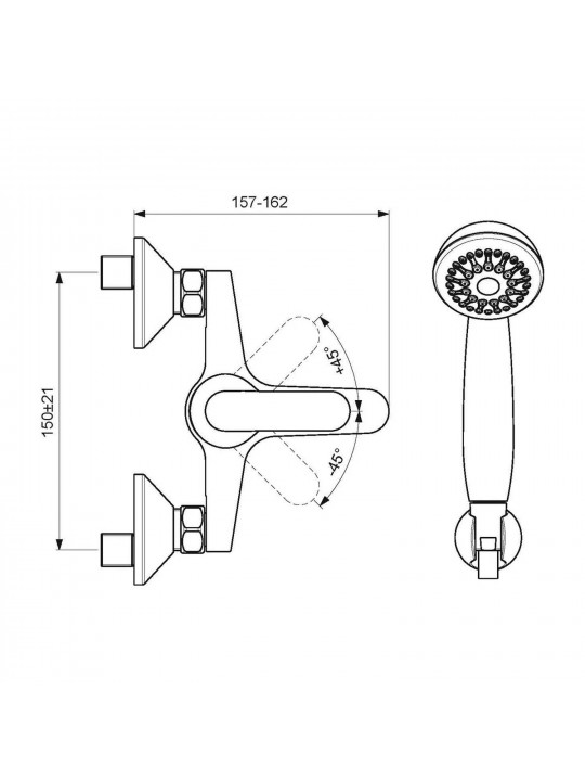 Душ-кран IDEAL STANDARD VIDIMAFINE BSH MXR EXPSD CHR & KIT (BA388AA)