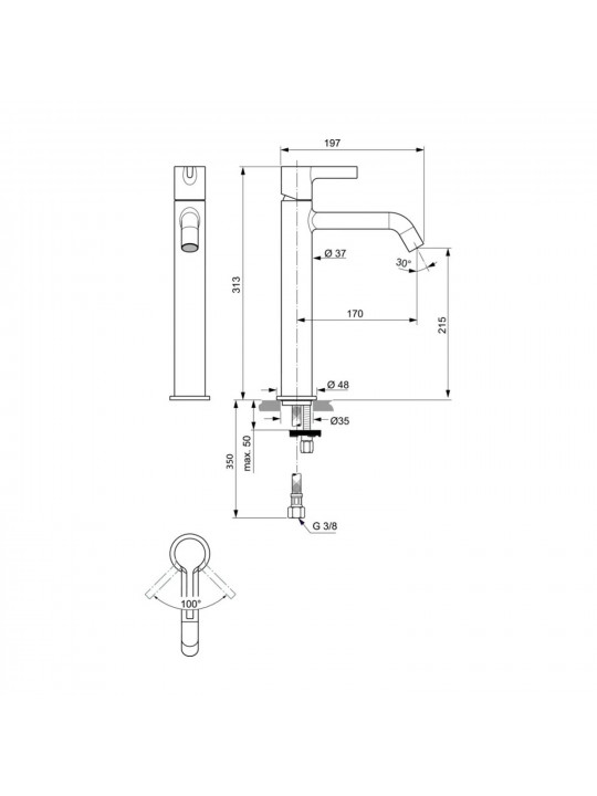 Душ-кран IDEAL STANDARD JOY VSL MXR RMTD 5L NO PUW SILV STO (BC782GN)