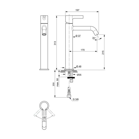 Ցնցուղ-ծորակ IDEAL STANDARD JOY VSL MXR RMTD 5L NO PUW SILV STO (BC782GN)