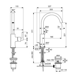Ցնցուղ-ծորակ IDEAL STANDARD JOY NEO 1H BSN MXR SL REGULAR PUW MGNGR (BD149A5)