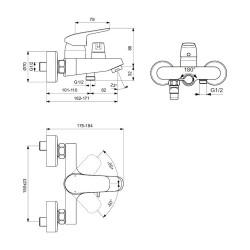 Душ-кран IDEAL STANDARD CERAFLEX BSH MXR EXPSD CHR/CDR (B1740AA)