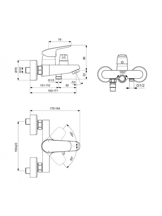 Shower-tap IDEAL STANDARD S CERAFLEX BSH MXR EXPSD CHR CDR (B1740AA)