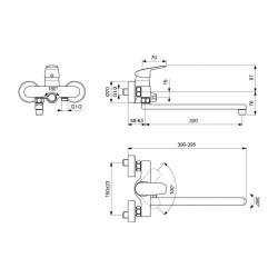 Душ-кран IDEAL STANDARD CERAFLEX BSH/BSN MXR TUB.SP/320MM/CDR (B1741AA)