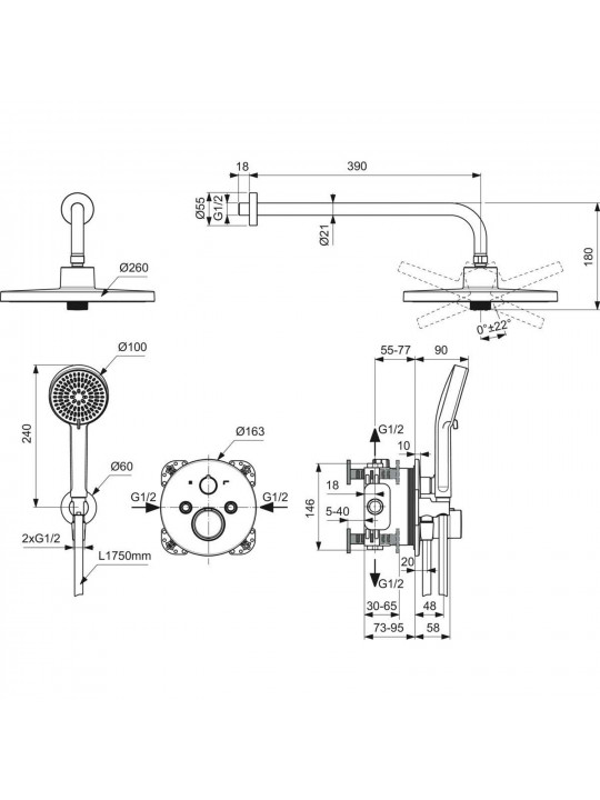 Ցնցուղ-ծորակ IDEAL STANDARD S CERATHERM T100 ПРОМО КОМПЛЕКТ (A7671XG)