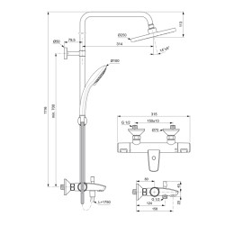 Ցնցուղ-ծորակ IDEAL STANDARD CERATHERM T25+SHR SYS (A7629AA)