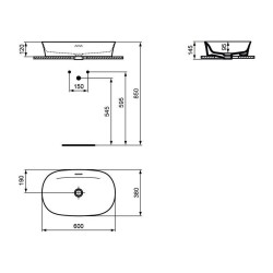 Раковина для ванной комнаты IDEAL STANDARD IPALYSS VSL BSN 60X38 WHITE OVAL OF (E139701)