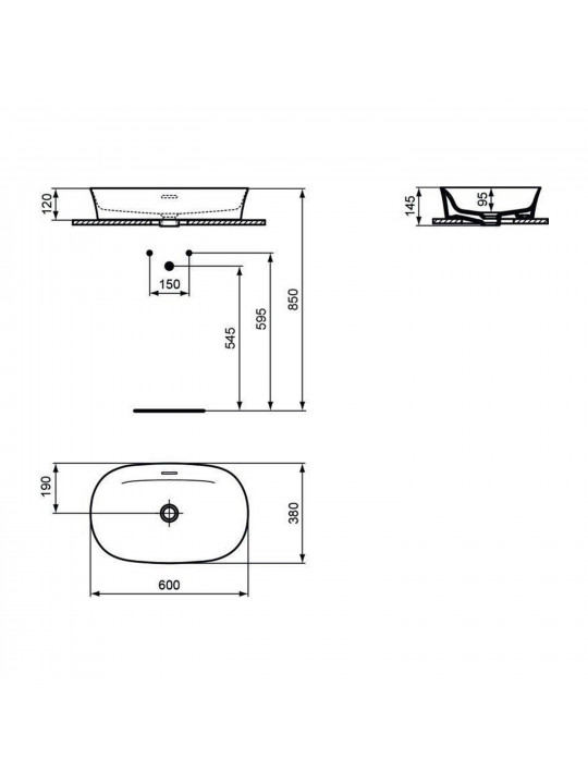 Bathroom sink IDEAL STANDARD IPALYSS VSL BSN 60X38 WHITE OVAL OF (E139701)