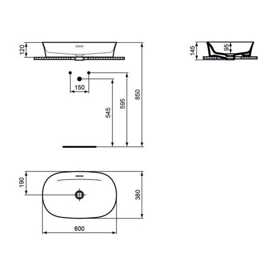 Раковина для ванной комнаты IDEAL STANDARD IPALYSS VSL BSN 60X38 WHITE OVAL OF (E139701)