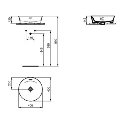 Раковина для ванной комнаты IDEAL STANDARD IPALYSS VSL BSN 40X40 WHITE RND OF (E141301)