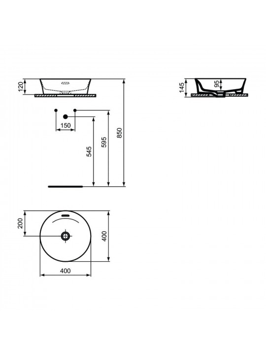 Раковина для ванной комнаты IDEAL STANDARD IPALYSS VSL BSN 40X40 WHITE RND OF (E141301)